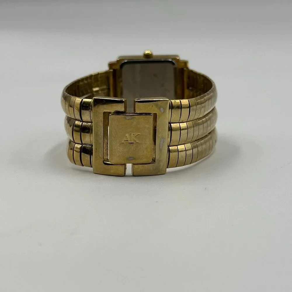 Anne Klein Watch Gold Tone Crystal Bezel Omega Chain Band New Battery 6.25